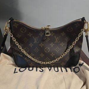 Louis Vuitton Brown Monogram Canvas Shoulder Bag with Gold Hardware